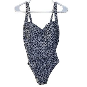 BOND-EYE AUSTRALIA Retro Pin-Up One Piece Swimsuit Blue and White Size 12